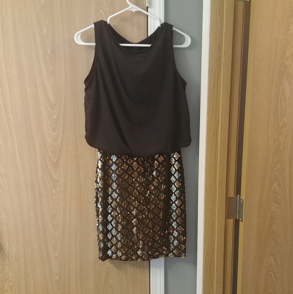 Black and Gold Sequin Dress